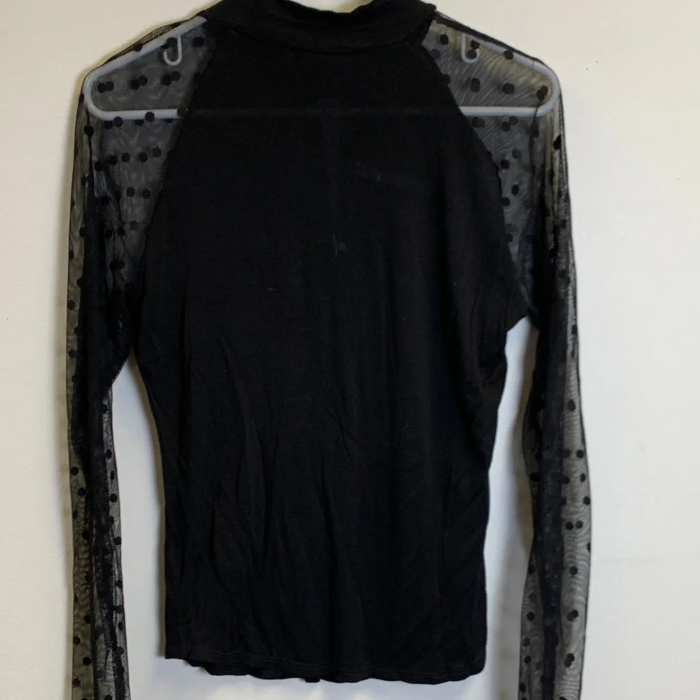 Generation Love Black Top with Sheer Polka Dot Sleeves
